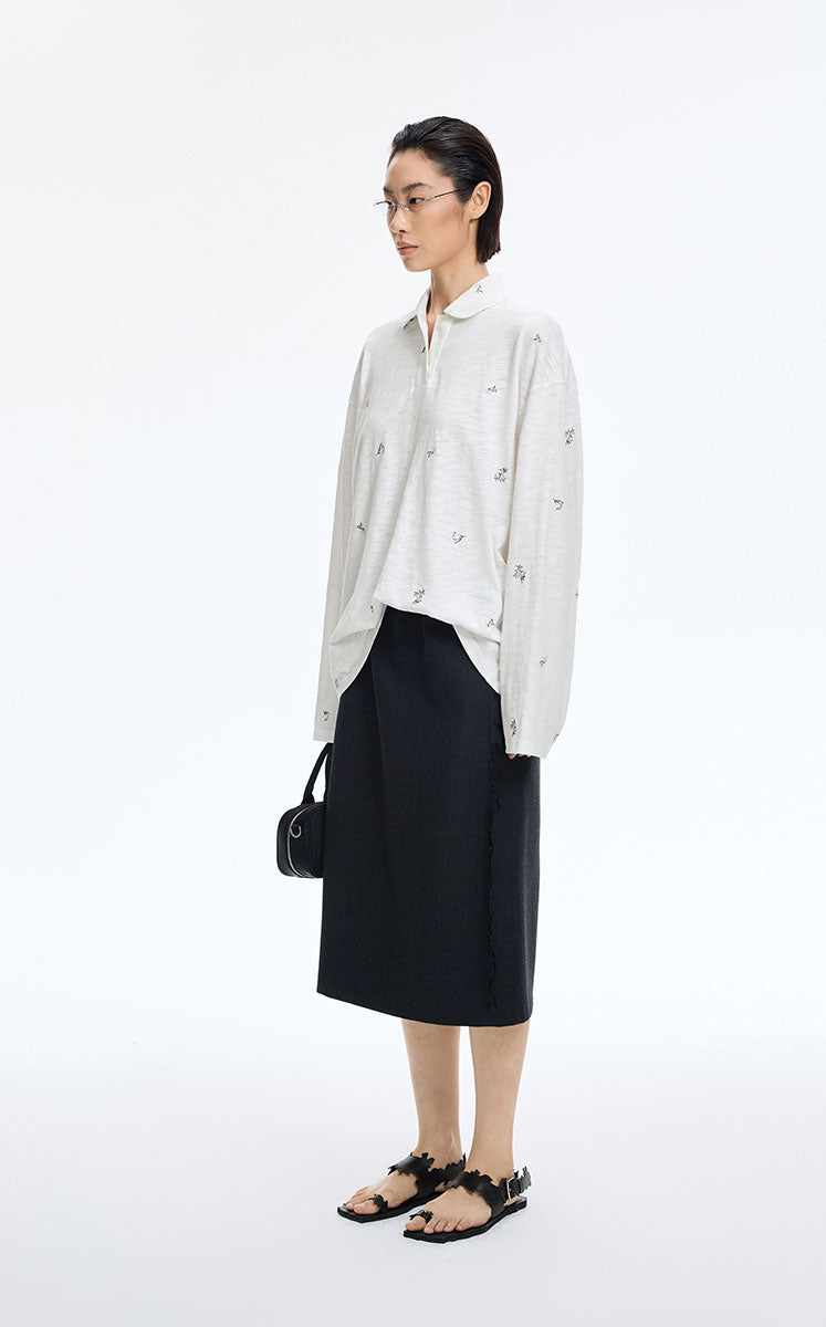 T-Shirt / JNBY Watercolor Floral Long-Sleeve Polo