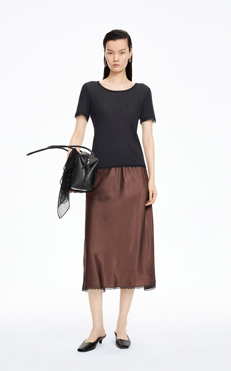 T-Shirt / JNBY Cashmere Blend Waffle Knit T-Shirt Black