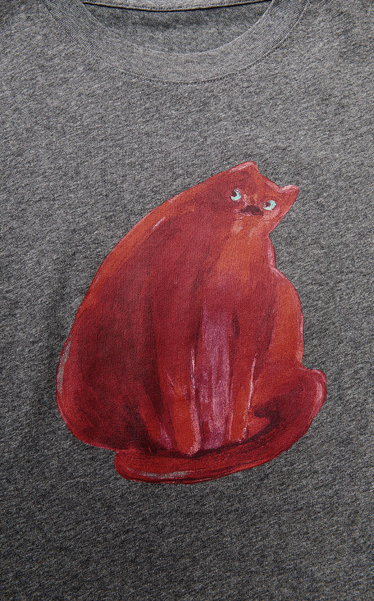 T-Shirt / JNBY Cotton Acrylic Cat Print Oversized Tee