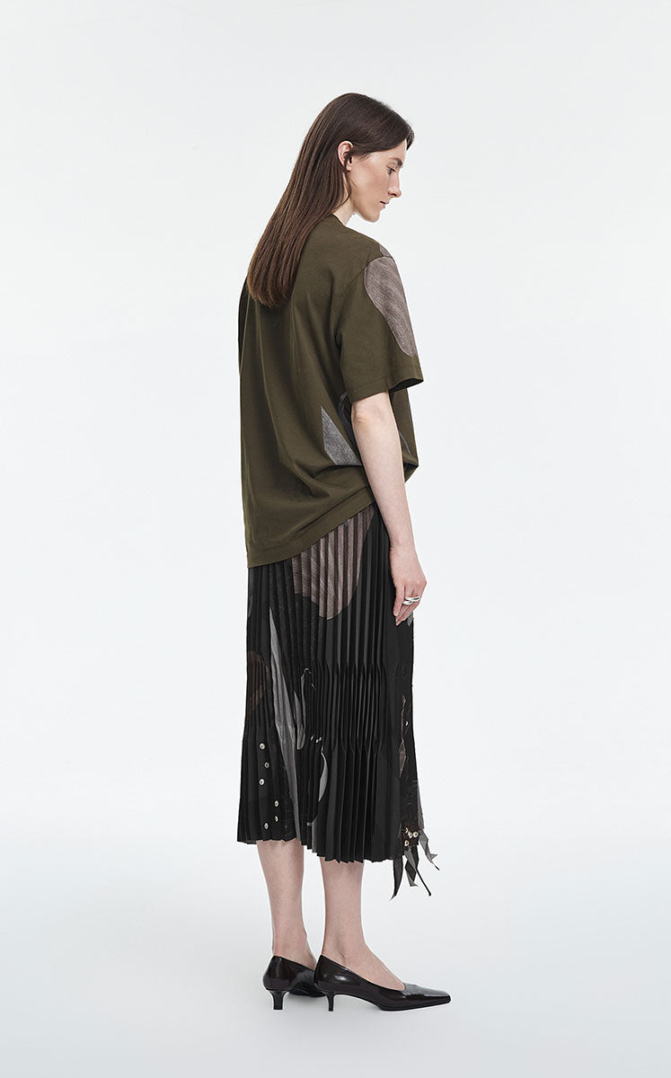 T-Shirt / JNBY Cotton Relaxed Fit Abstract Print Tee