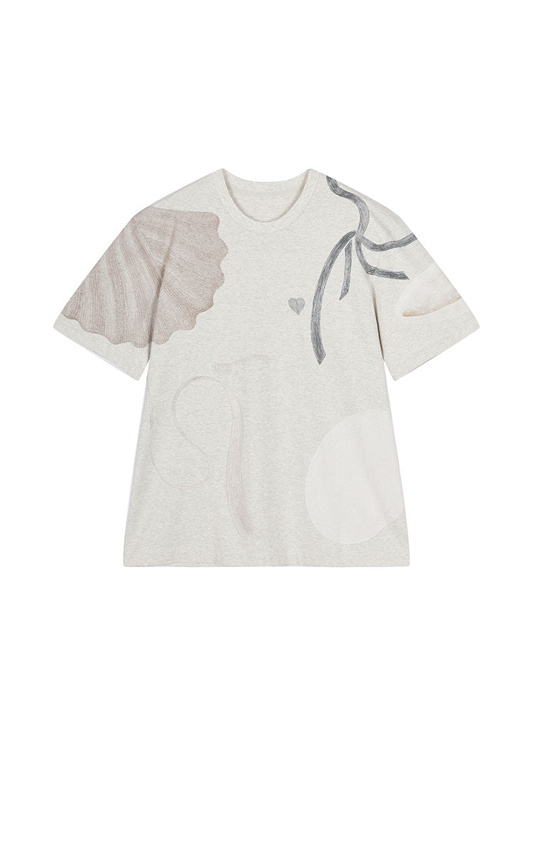 T-Shirt / JNBY Cotton Relaxed Fit Abstract Print Tee