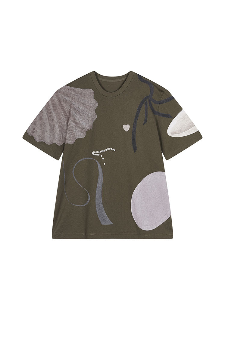 T-Shirt / JNBY Cotton Relaxed Fit Abstract Print Tee
