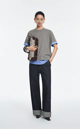 T-Shirt / JNBY Cotton Silk Panel Relaxed Tee