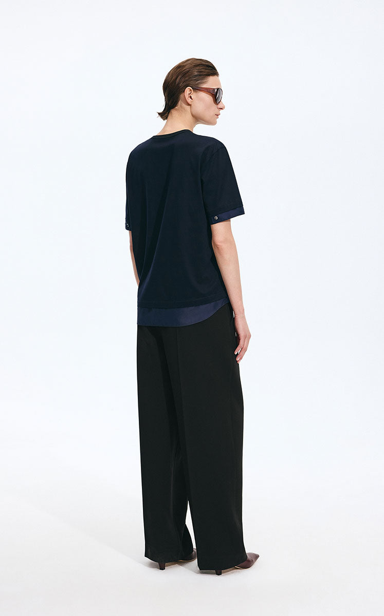 T-Shirt / JNBY Cotton Silk Panel Relaxed Tee