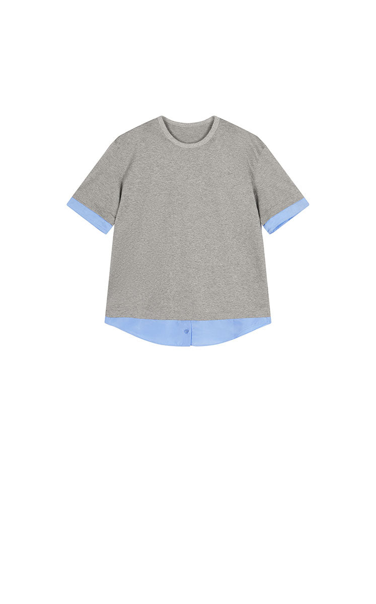 T-Shirt / JNBY Cotton Silk Panel Relaxed Tee