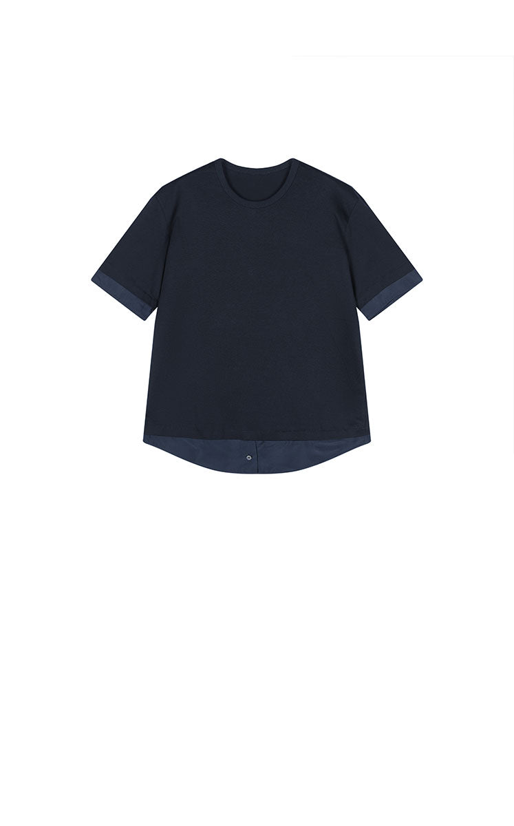 T-Shirt / JNBY Cotton Silk Panel Relaxed Tee