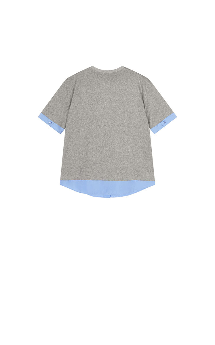 T-Shirt / JNBY Cotton Silk Panel Relaxed Tee