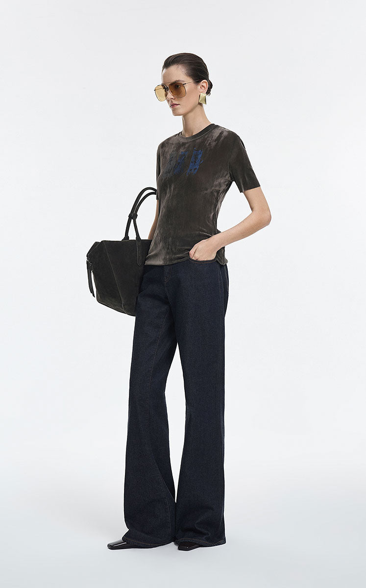 T-Shirt / JNBY Flocked Mesh Graphic Tee Faux Black