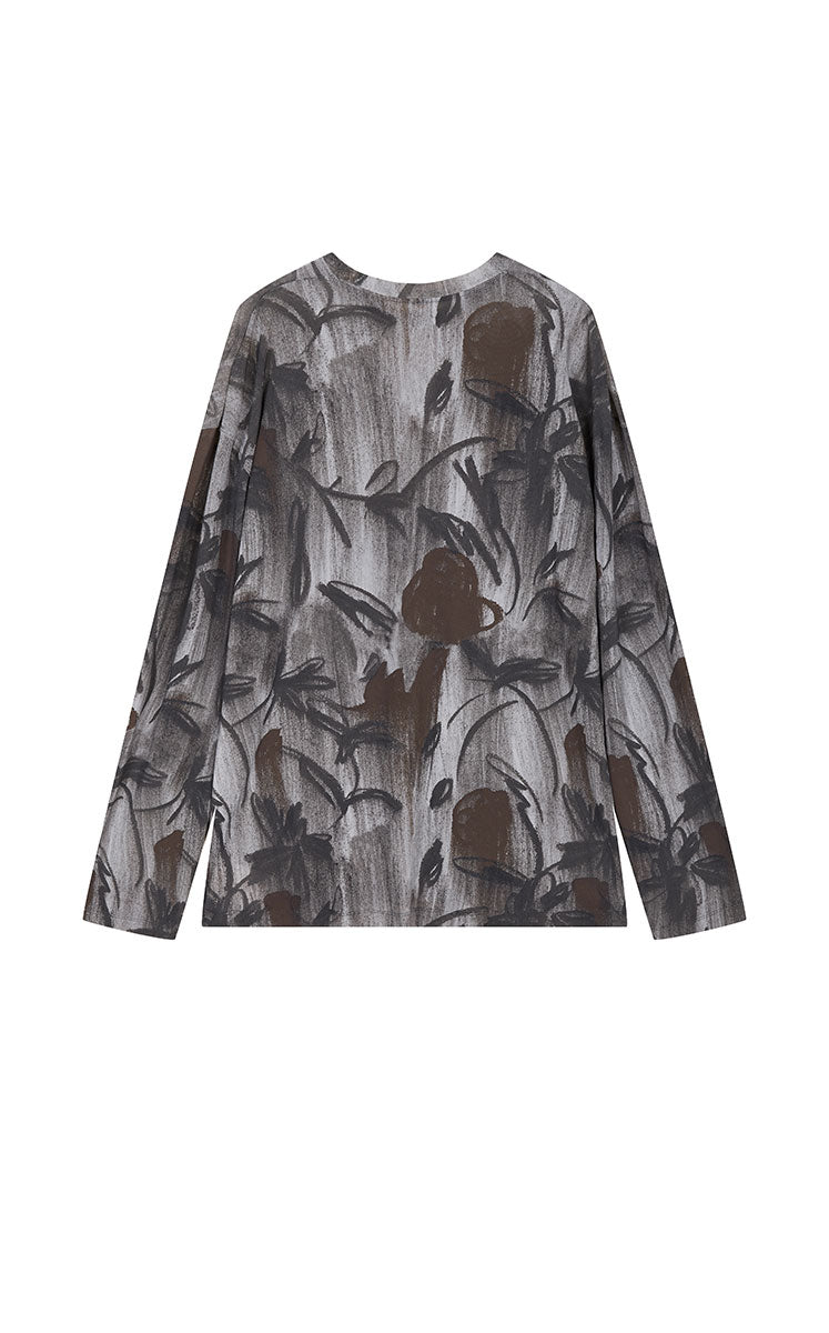 T-Shirt / JNBY Nylon Mesh Rose Print Oversized Tee