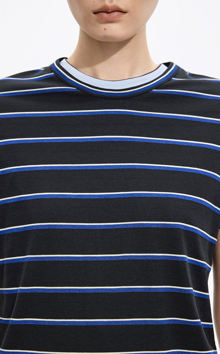 T-Shirt / JNBY Silk Cotton Blend Striped Tee