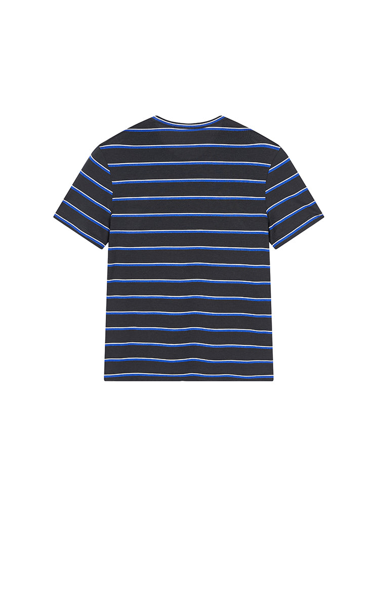 T-Shirt / JNBY Silk Cotton Blend Striped Tee Purple and Black Combination -1