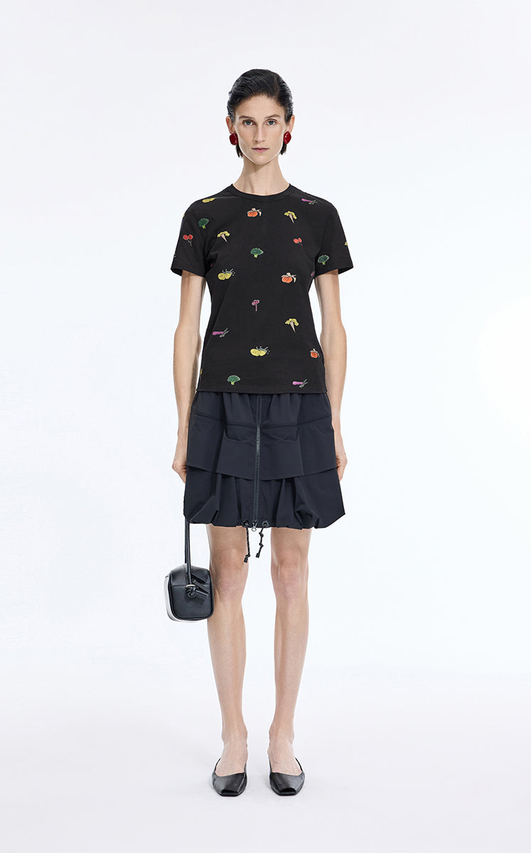 T-Shirt / JNBY Vegetable Graphic Cotton T-Shirt Black