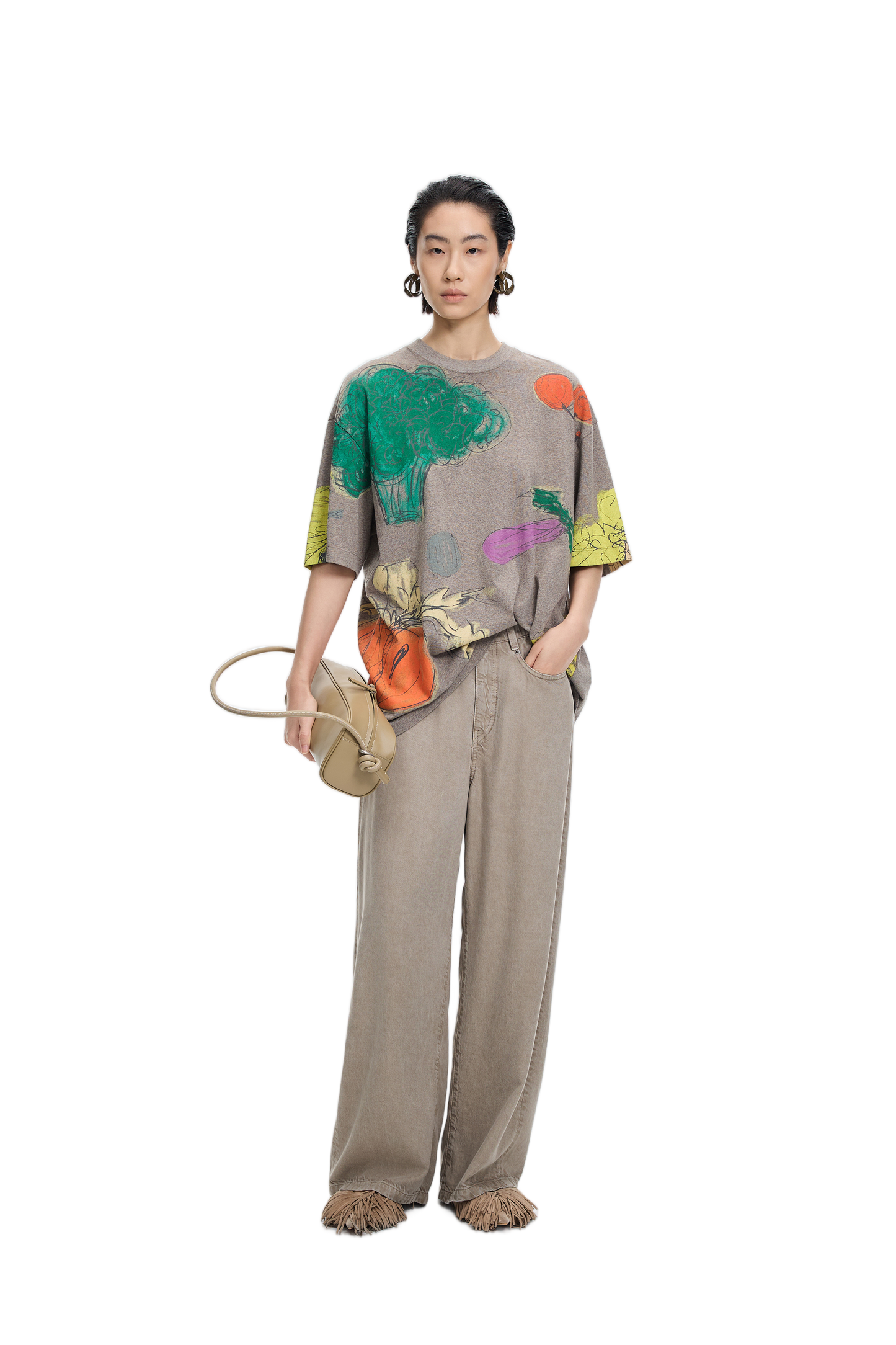 T-Shirt / JNBY Vegetable Graphic Cotton T-Shirt Khaki