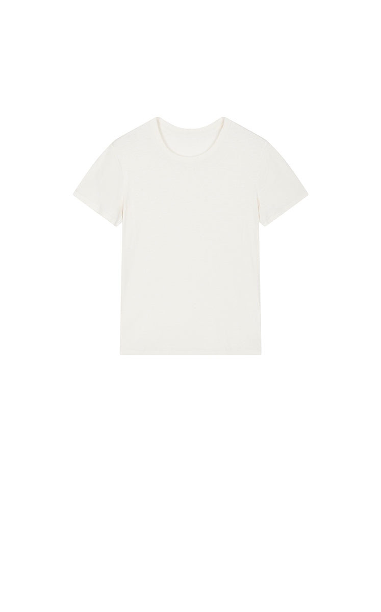 T-Shirt / JNBY Cotton Cashmere Cropped T-Shirt Grey White-2