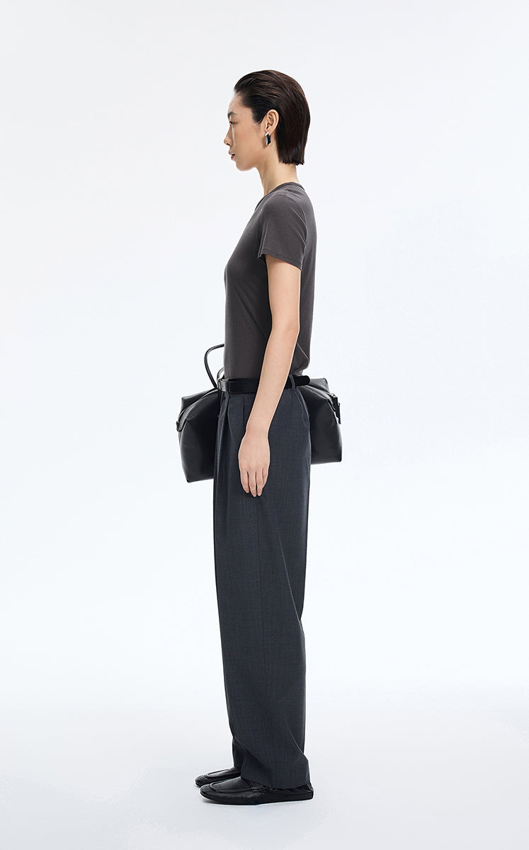 T-Shirt / JNBY Cotton Cashmere Cropped T-Shirt Charcoal-1