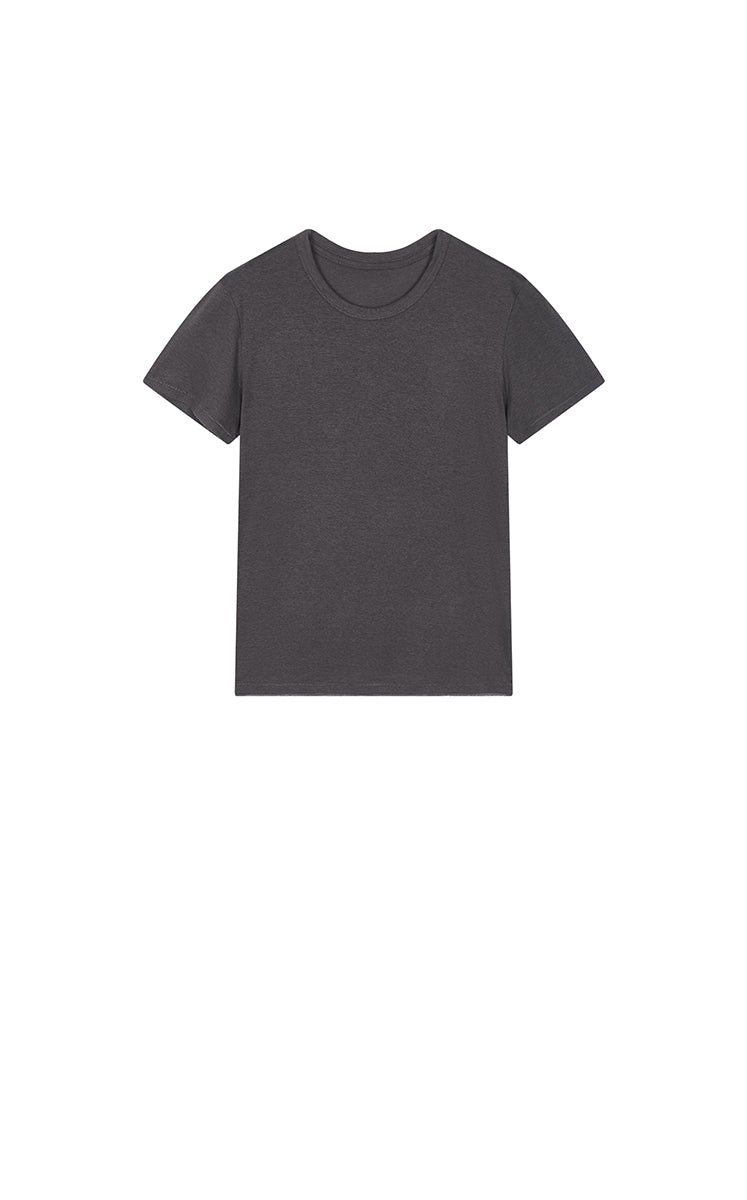 T-Shirt / JNBY Cotton Cashmere Cropped T-Shirt Charcoal-1