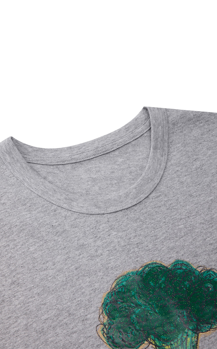 T-Shirt / JNBY Vegetable Print Cotton T-Shirt Smoke Grey Marl-2