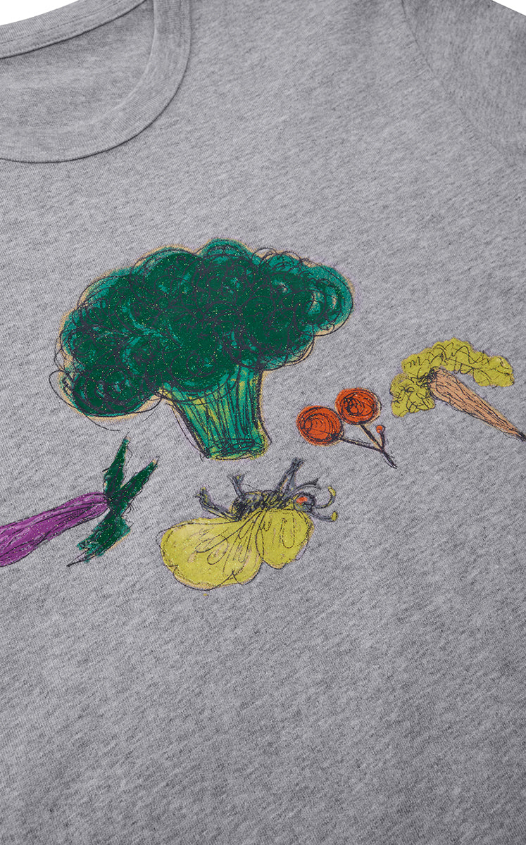 T-Shirt / JNBY Vegetable Print Cotton T-Shirt Smoke Grey Marl-2