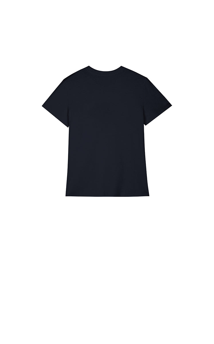 T-Shirt / JNBY Vegetable Print Cotton T-Shirt Black Navy-1