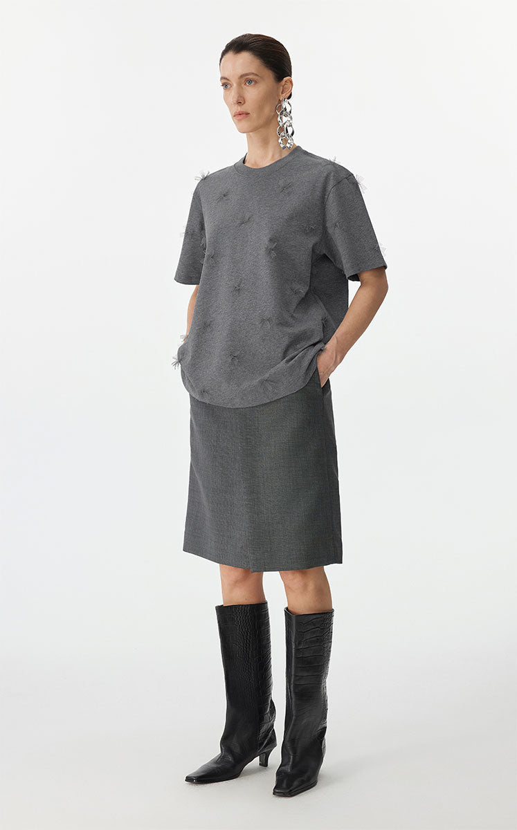 T-shirt / JNBY Floral Relaxed Cotton T-Shirt Grey