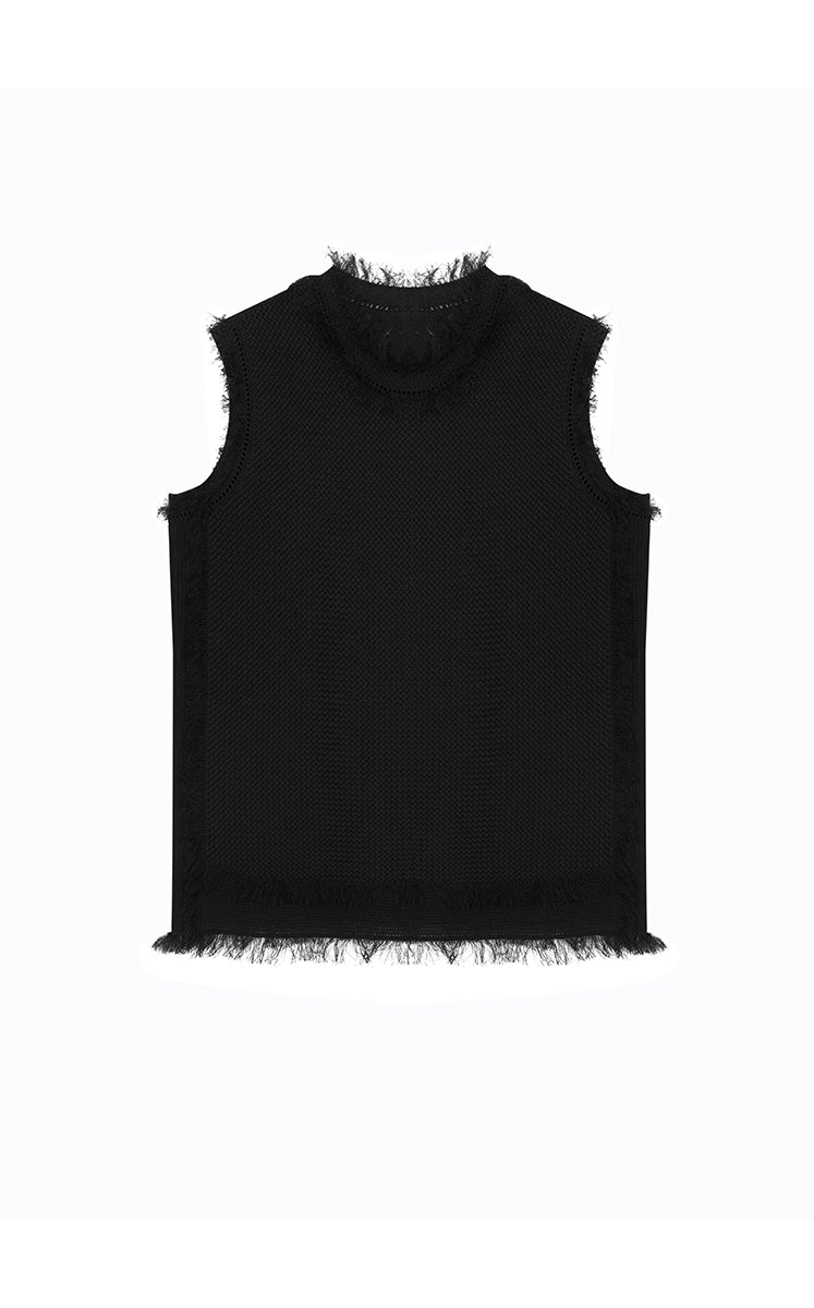 【完売品】Eaphi FRINGE KNIT VEST Tank Top / JNBY Fringe Trim Cotton Knit Vest