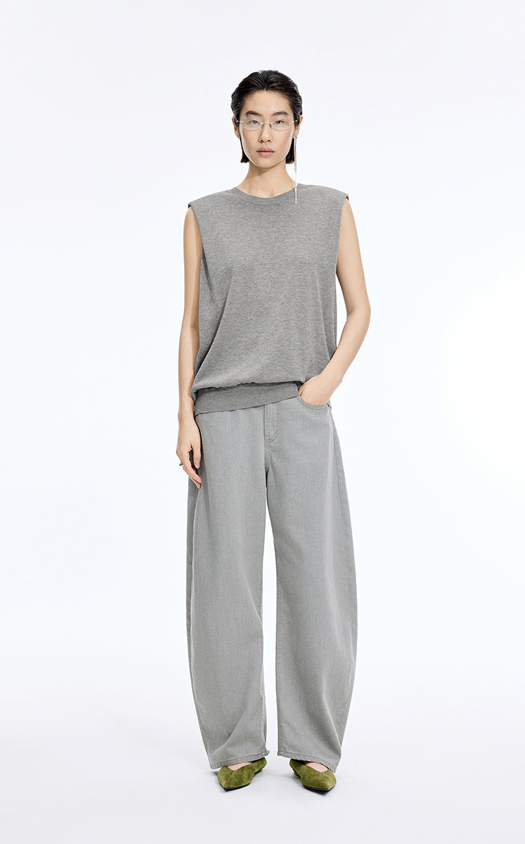 Tank Top / JNBY Silk-Touch Cotton Knit Tank Heather Smoke Grey