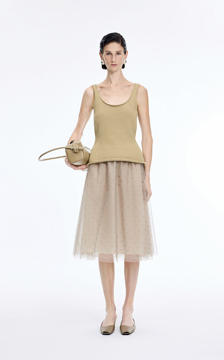 Tank Top / JNBY Sculpted Knit Cotton Tank Paper Khaki