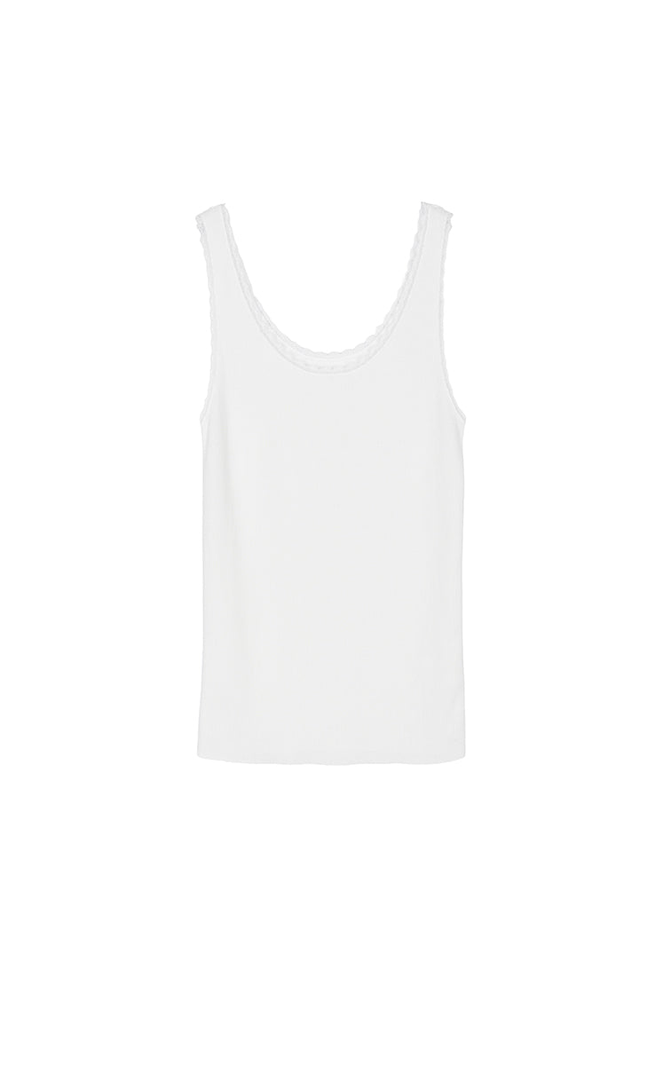 Tank Top / JNBY Lace Trim Cotton Knit Camisole Off White-2