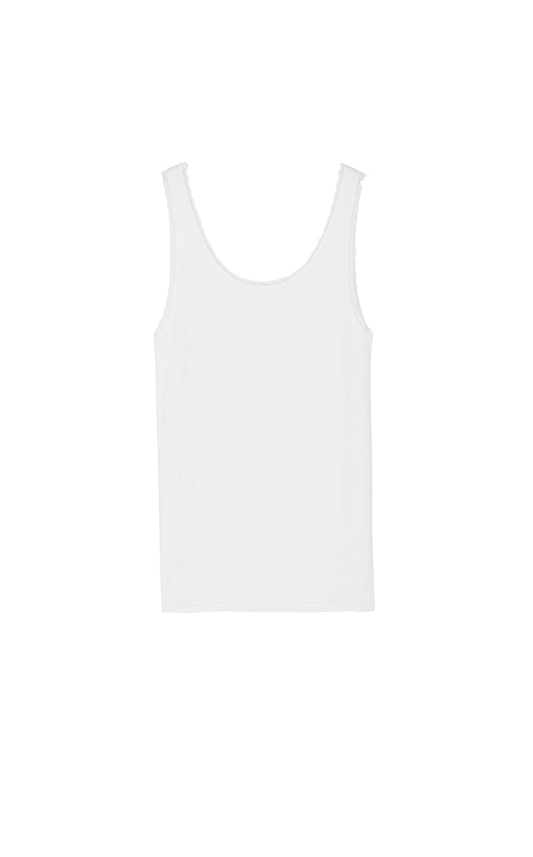 Tank Top / JNBY Lace Trim Cotton Knit Camisole Off White-2