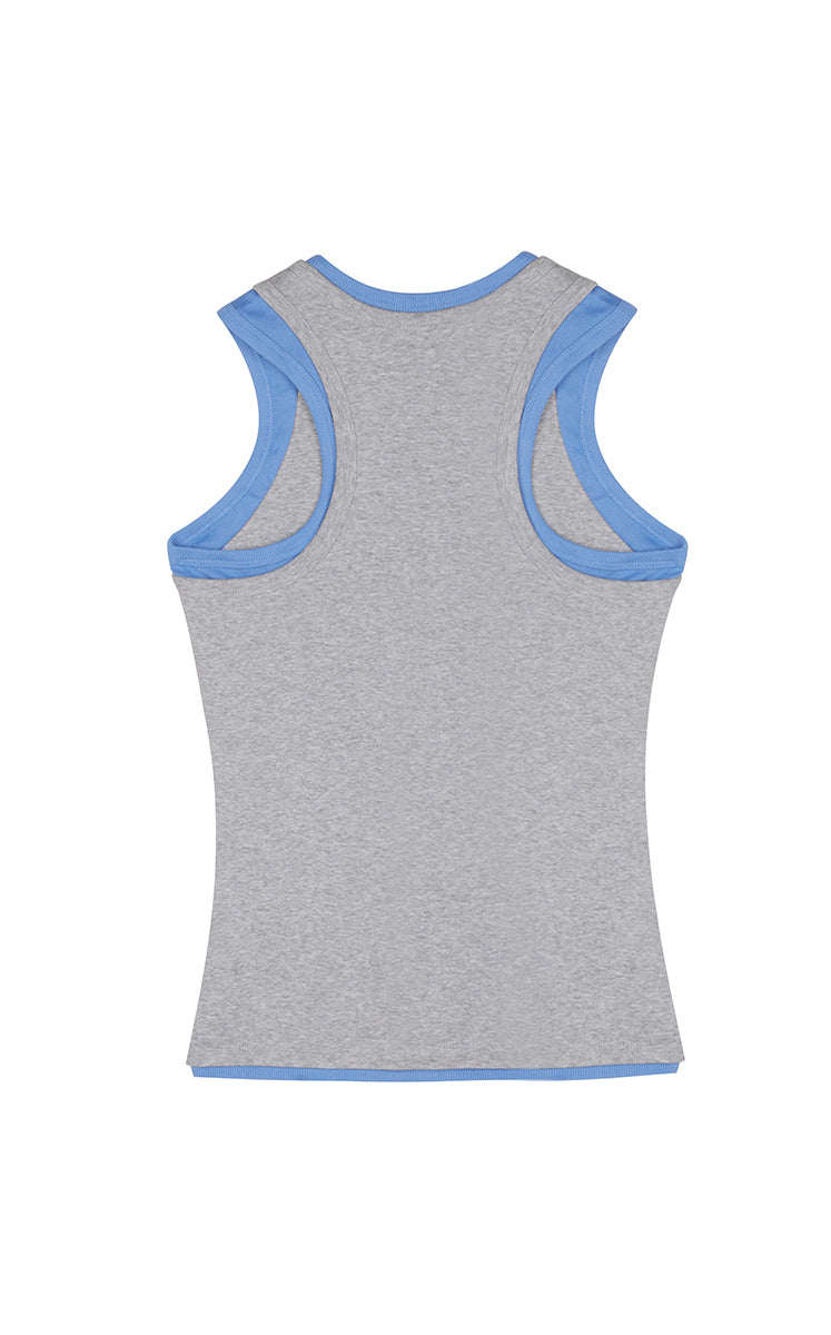 Tank Top / JNBY Layered Rib Tank Top Blue Grey-2