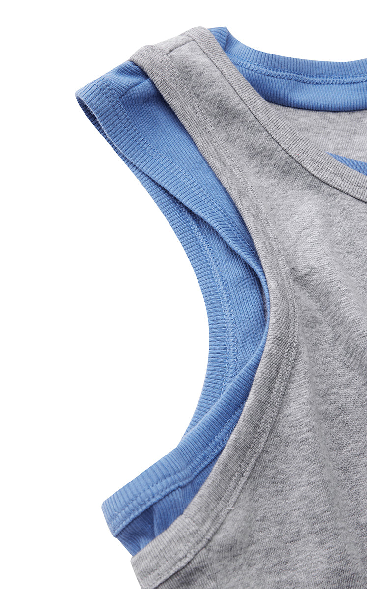 Tank Top / JNBY Layered Rib Tank Top Blue Grey-2