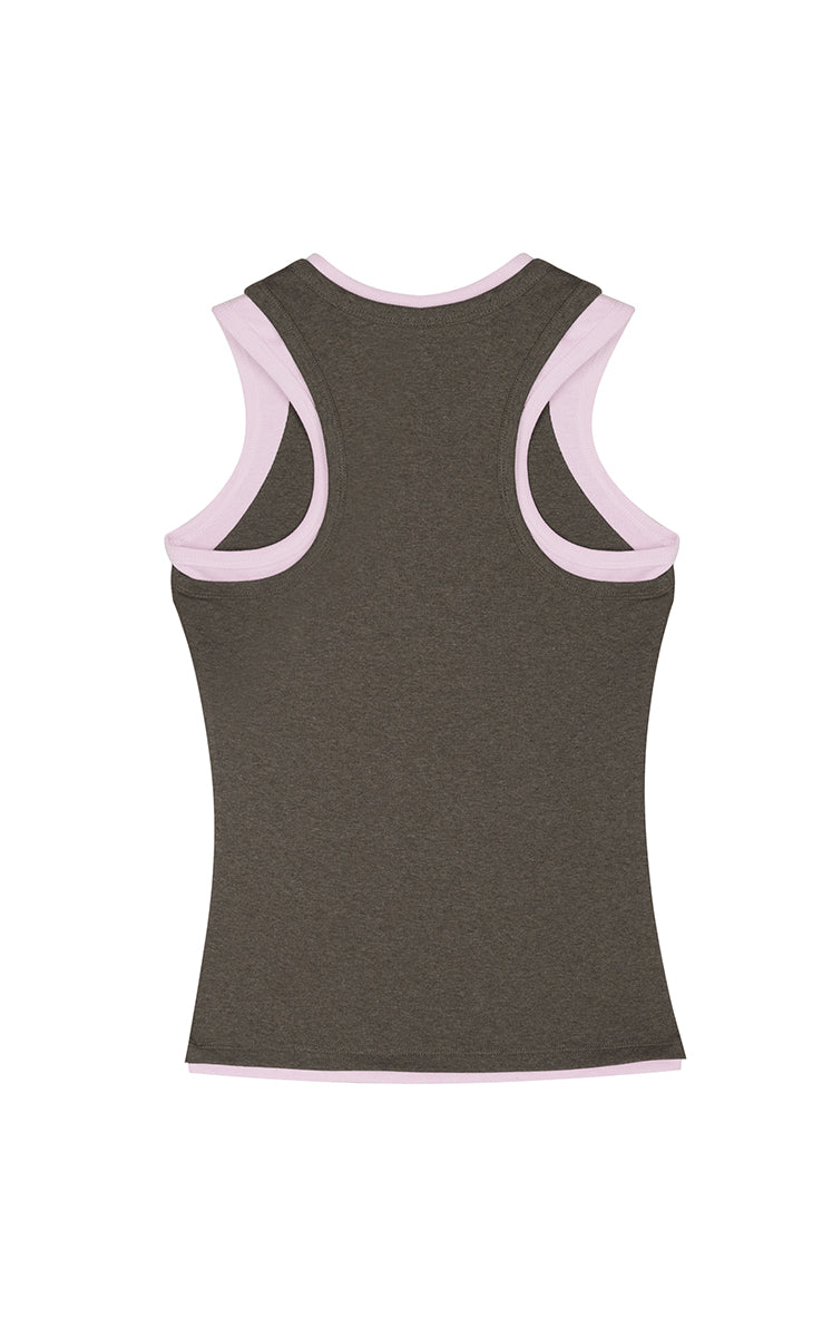Tank Top / JNBY Layered Rib Tank Top Dusty Rose-3