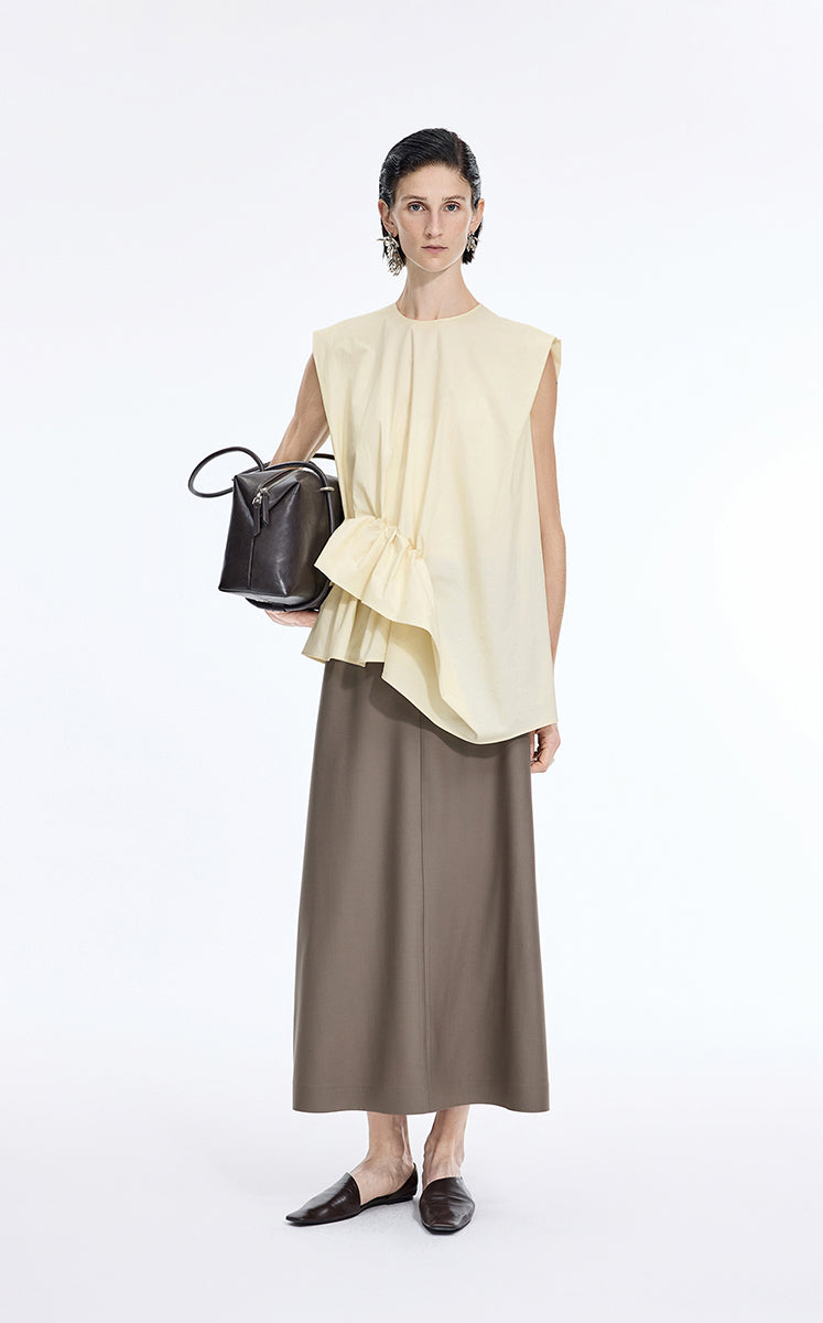 Top / JNBY Cotton Poplin Sleeveless Cinched Top Butter Yellow