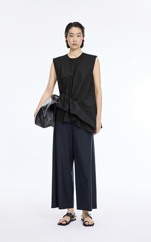 Top / JNBY Cotton Poplin Sleeveless Cinched Top Black