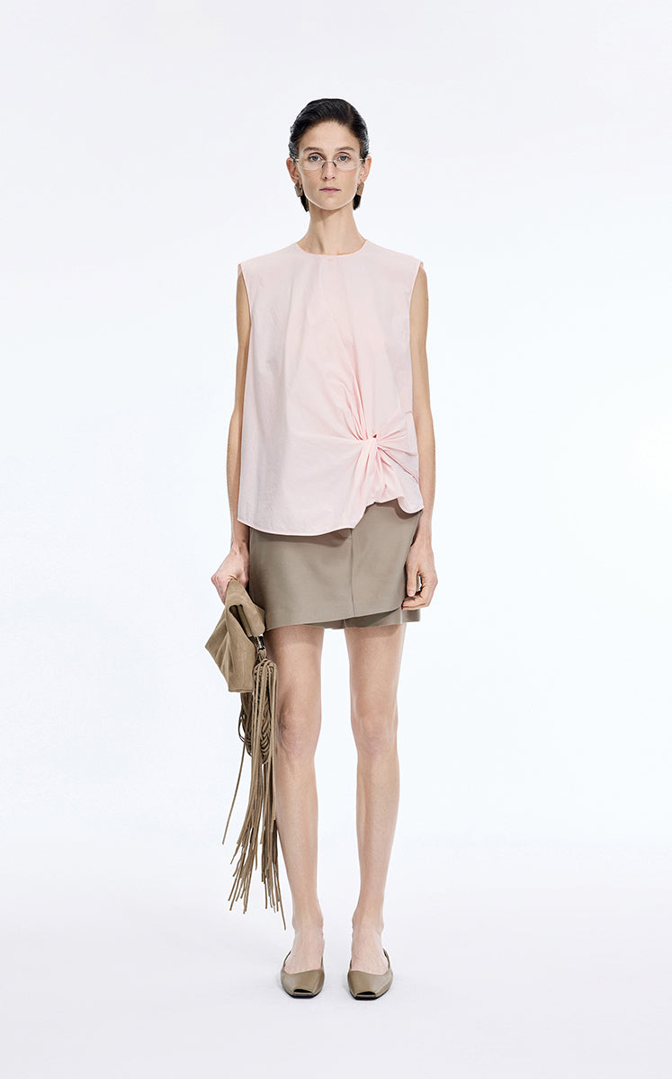 Top / JNBY Gathered Cotton Sleeveless Top Light Pink