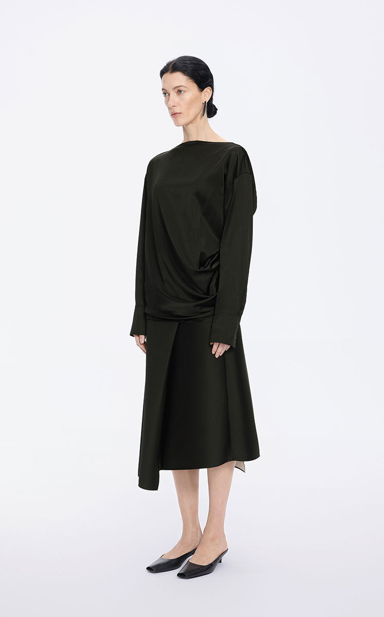Top / JNBY Off-Shoulder Silk-Blend Deconstructed Top