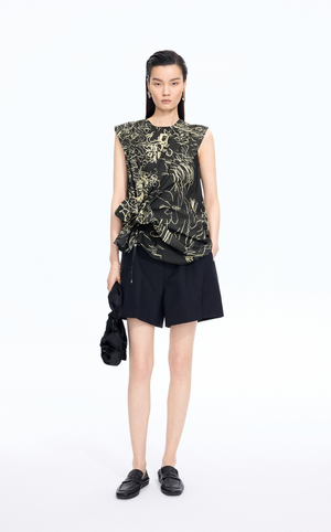 Top / JNBY Printed Cotton Sleeveless Structured Top Black