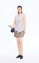 Top / JNBY Ruched Cotton Poplin Sleeveless Top