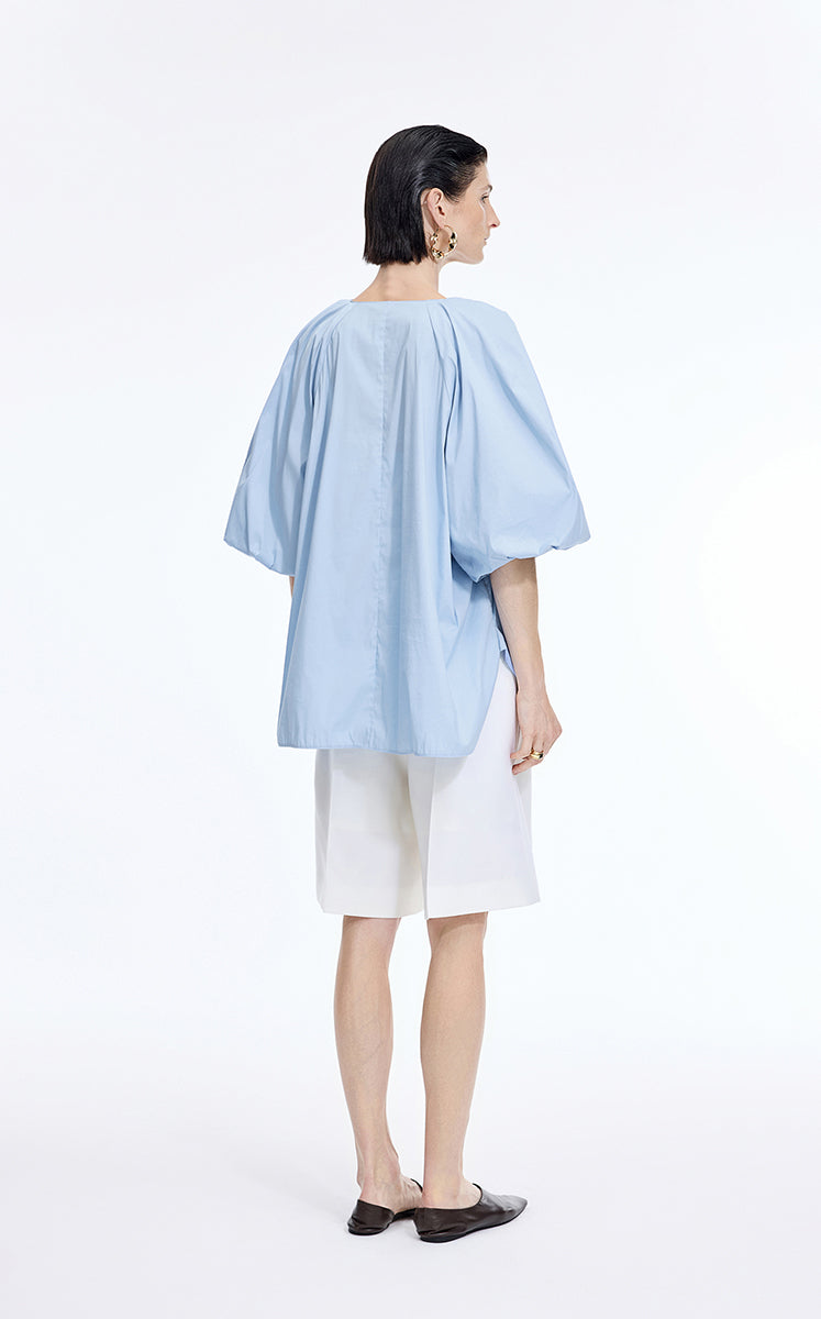 Top / JNBY Stretch Cotton Poplin V-Neck Shirt