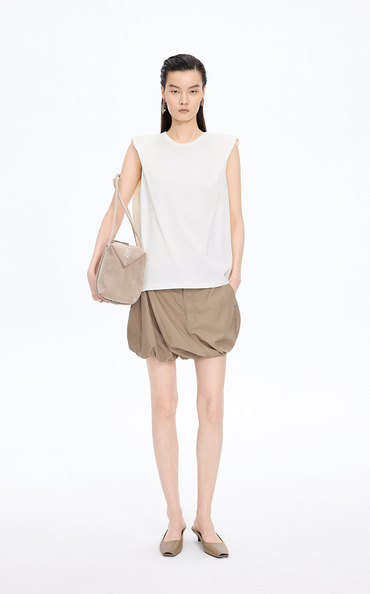 Top / JNBY Textured Polka Dot Cotton Sleeveless Top Ecru