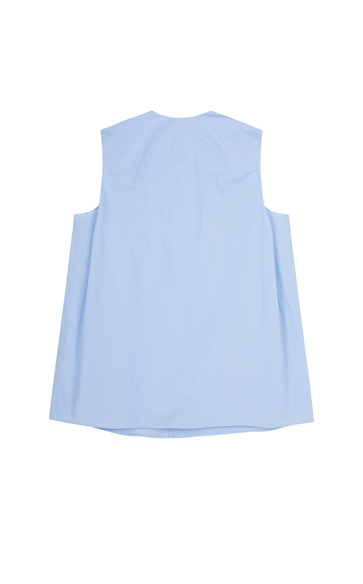 Top / JNBY Cotton Frog-Button Sleeveless Top Light Blue-1
