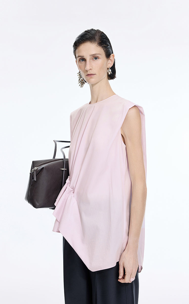 Top / JNBY Cotton Poplin Sleeveless Cinched Top Light Pink-1