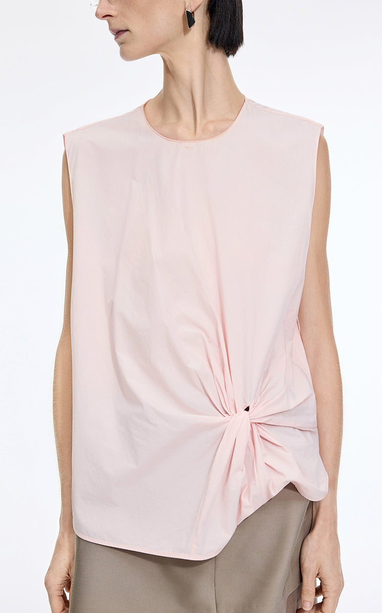 Top / JNBY Gathered Cotton Sleeveless Top Light Pink-2