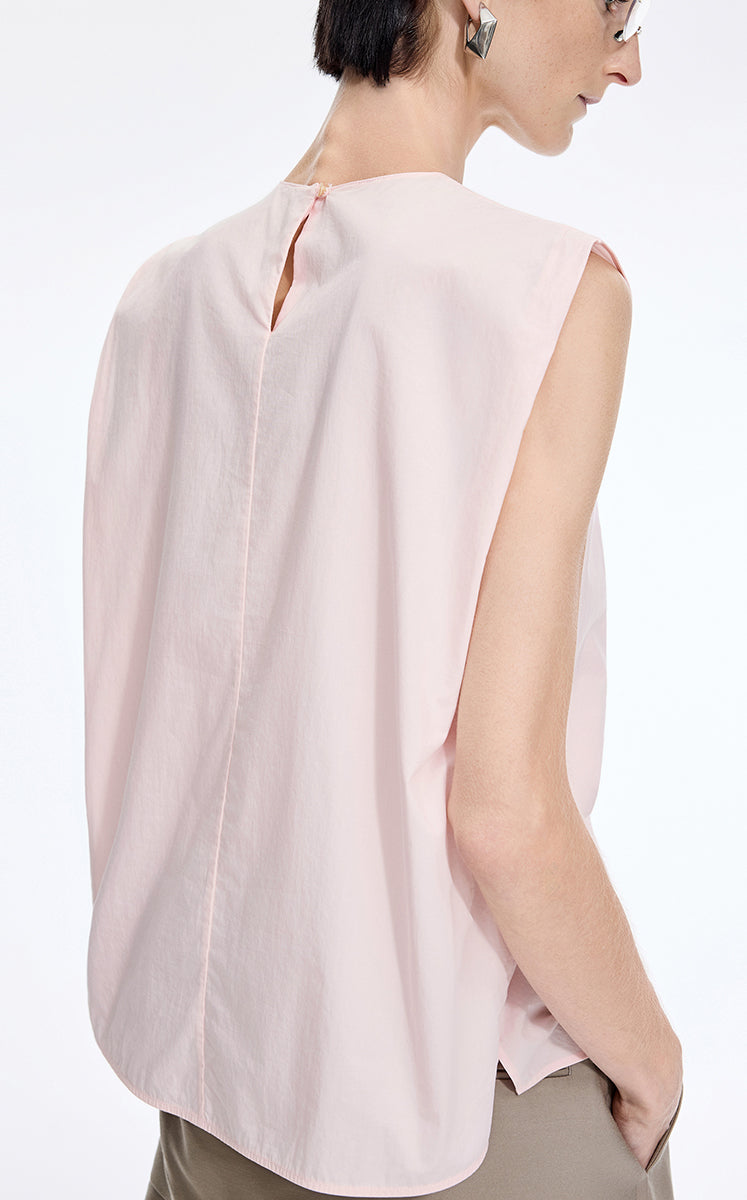 Top / JNBY Gathered Cotton Sleeveless Top Light Pink-2