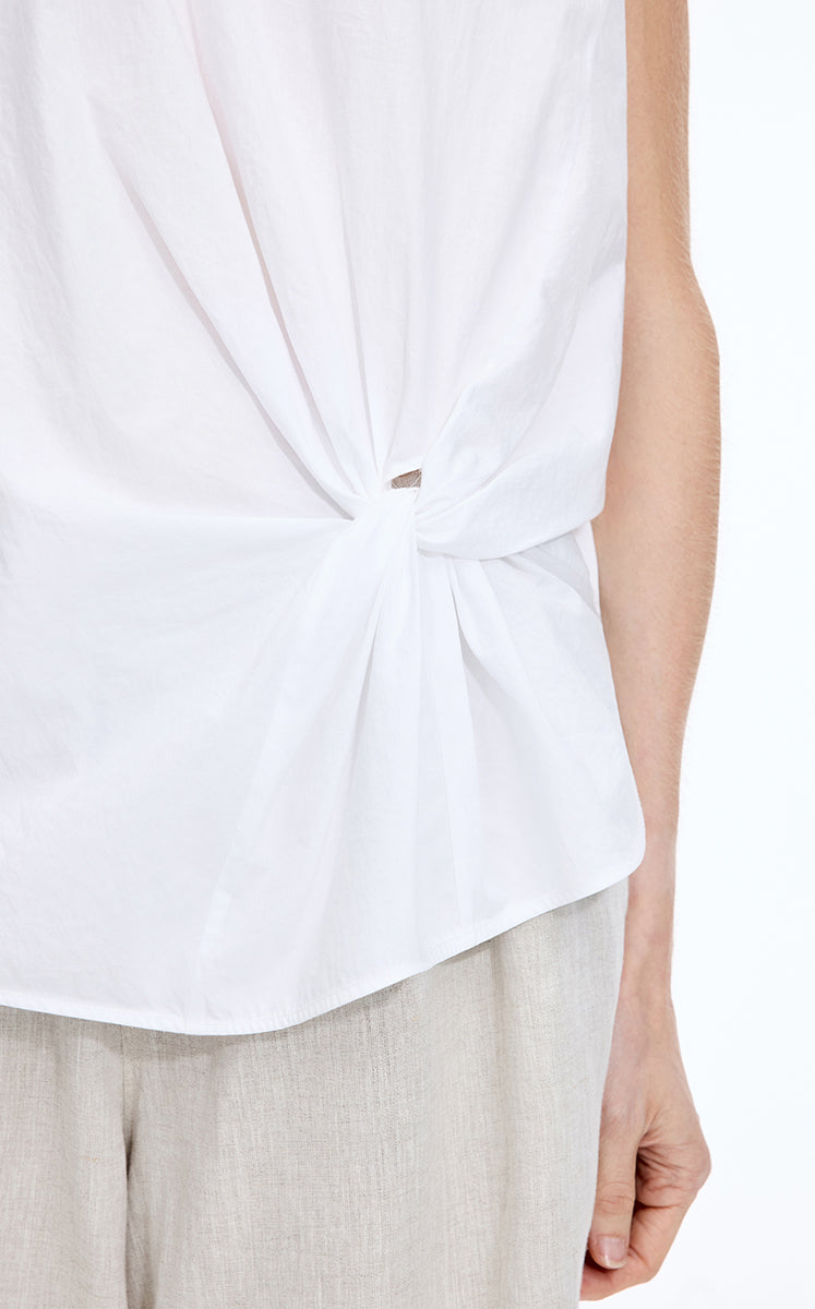 Top / JNBY Gathered Cotton Sleeveless Top Ecru-1