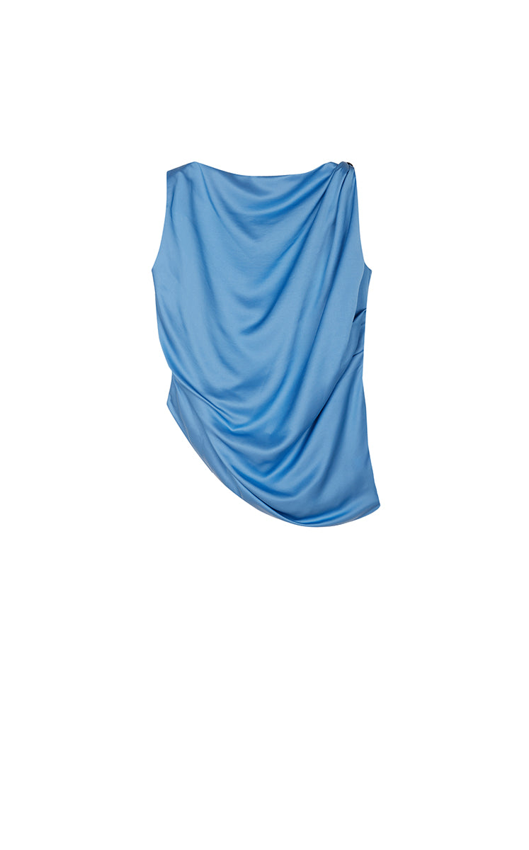 Top / JNBY Satin Drape Sleeveless Top Royal Blue-1