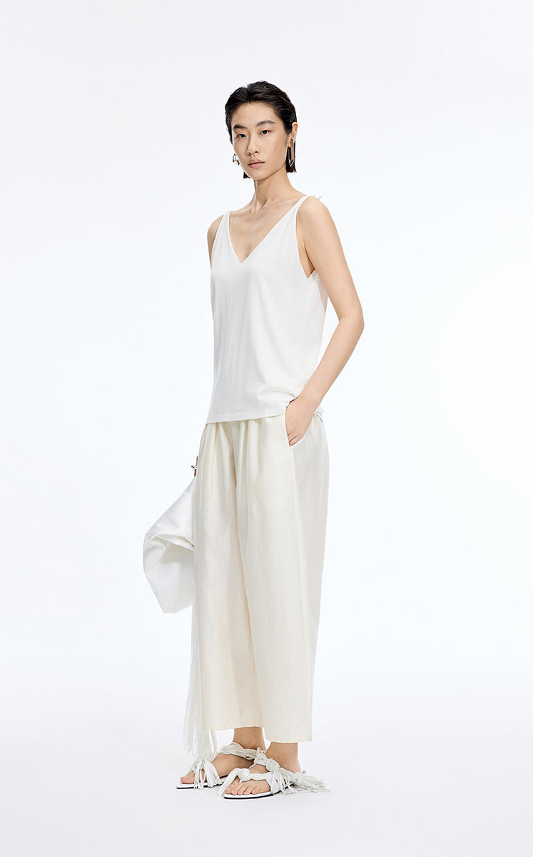 Top / JNBY Silk Knit V-Neck Camisole Off White-1