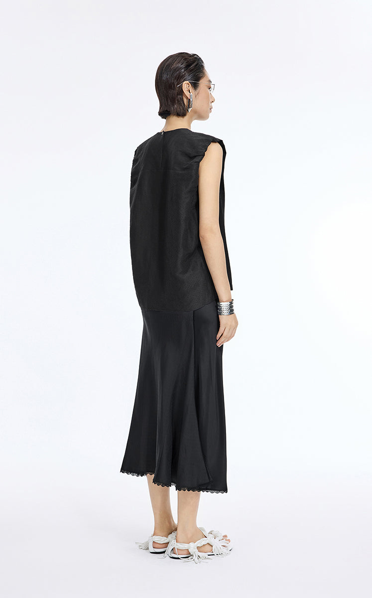 Top / JNBY Textured Polka Dot Cotton Sleeveless Top Black-2
