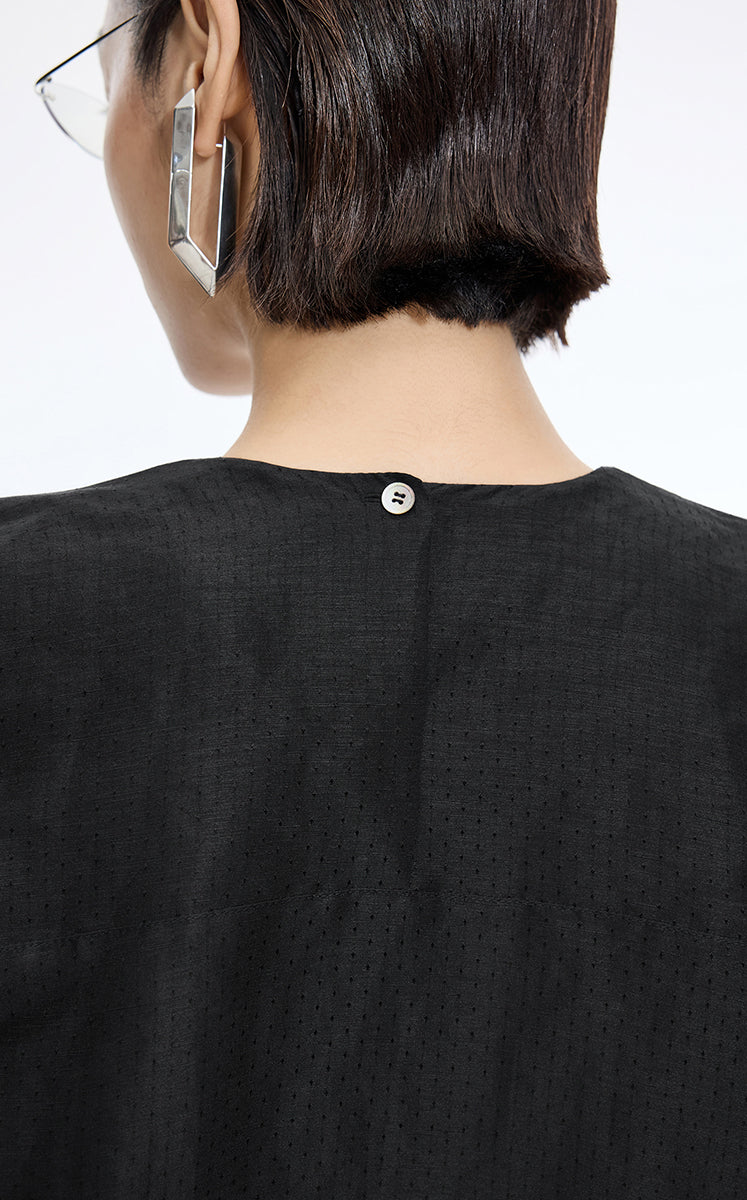 Top / JNBY Textured Polka Dot Cotton Sleeveless Top Black-2