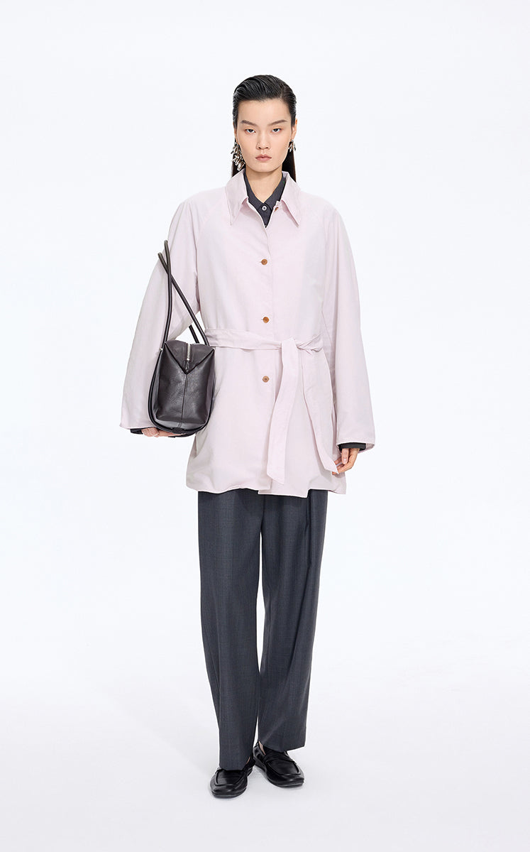 Trench Coat / JNBY Relaxed H-Shaped Raglan Sleeve Trench Coat Dusty Pink